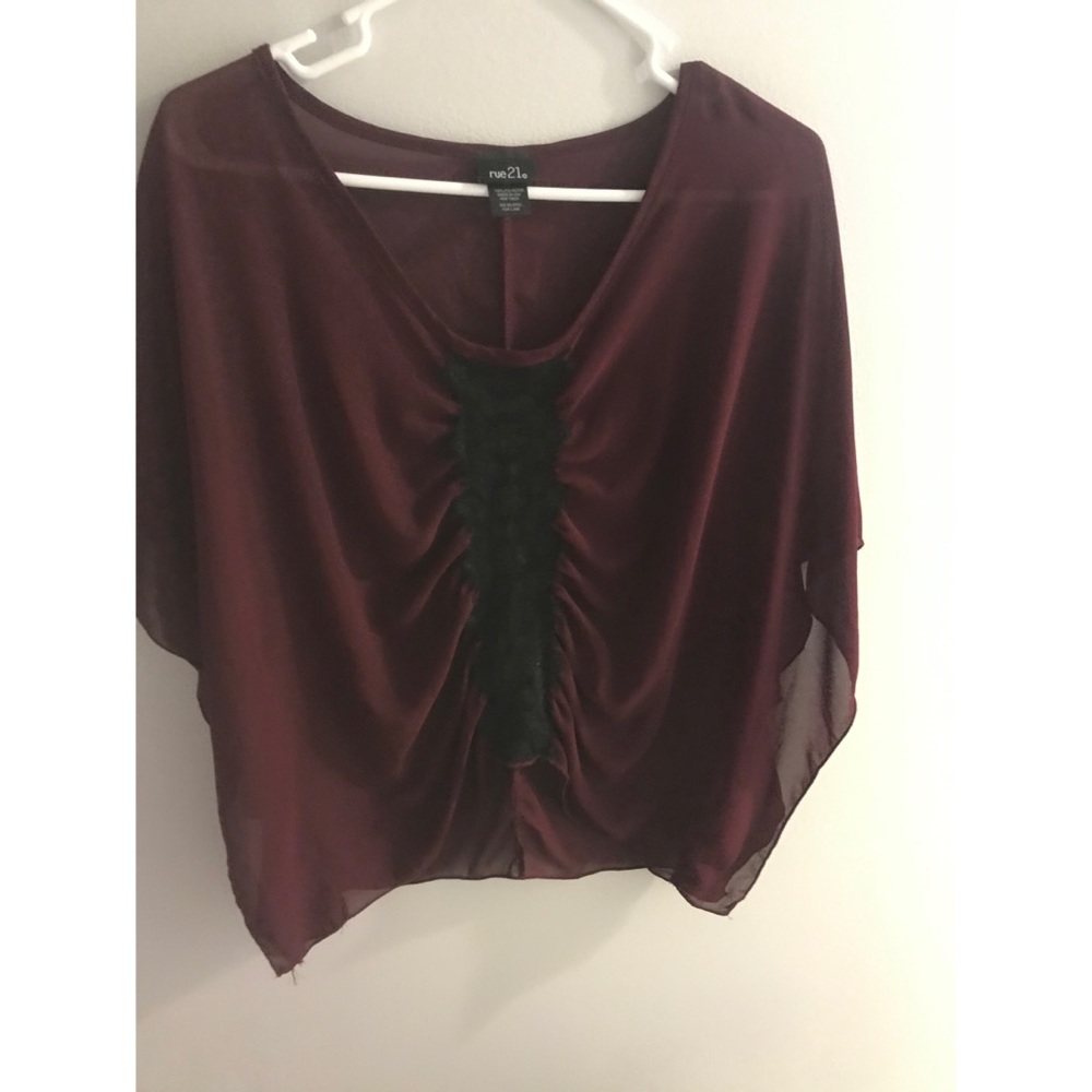 Burgundy sheer top